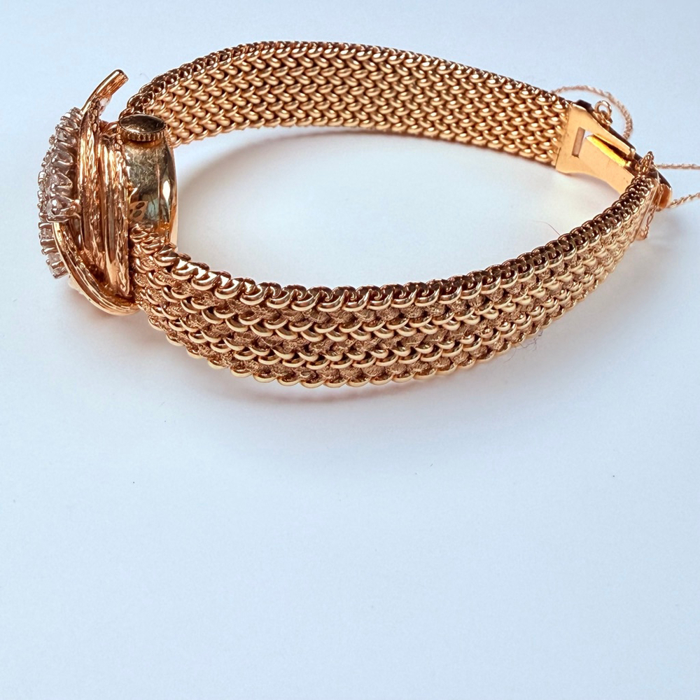 Estate 14K Solid Gold Altair Ladies Diamond Hidden Dial Bracelet Watch 1940's - Picture 9 of 16